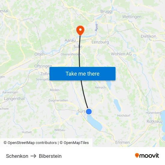 Schenkon to Biberstein map