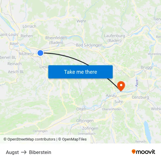 Augst to Biberstein map