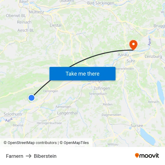 Farnern to Biberstein map