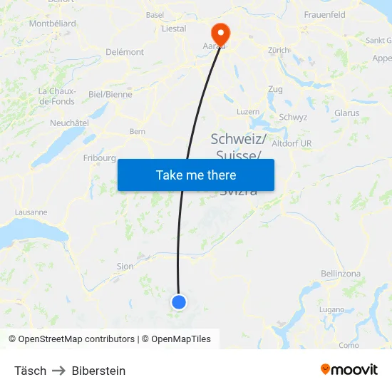 Täsch to Biberstein map
