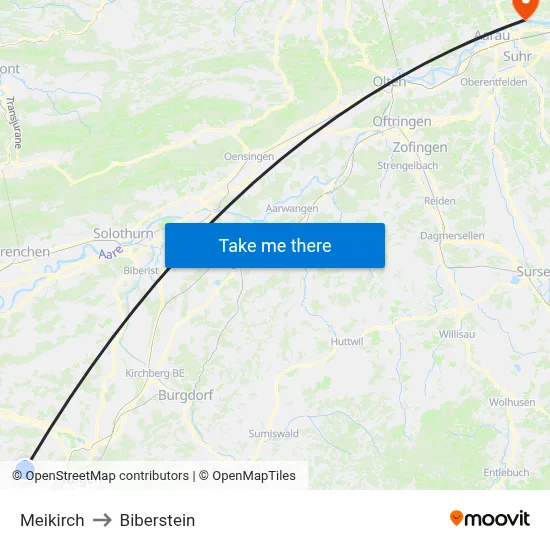 Meikirch to Biberstein map