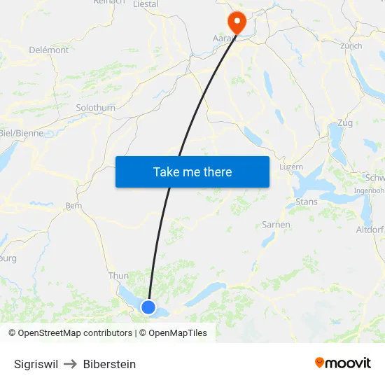 Sigriswil to Biberstein map