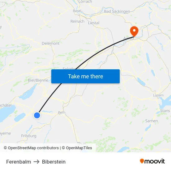 Ferenbalm to Biberstein map