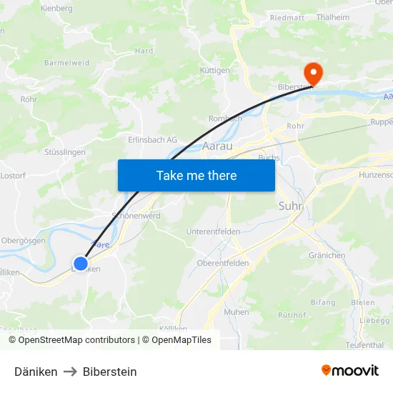 Däniken to Biberstein map