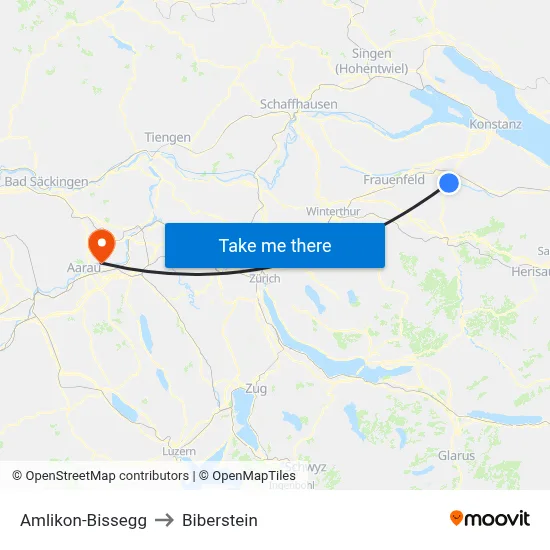 Amlikon-Bissegg to Biberstein map