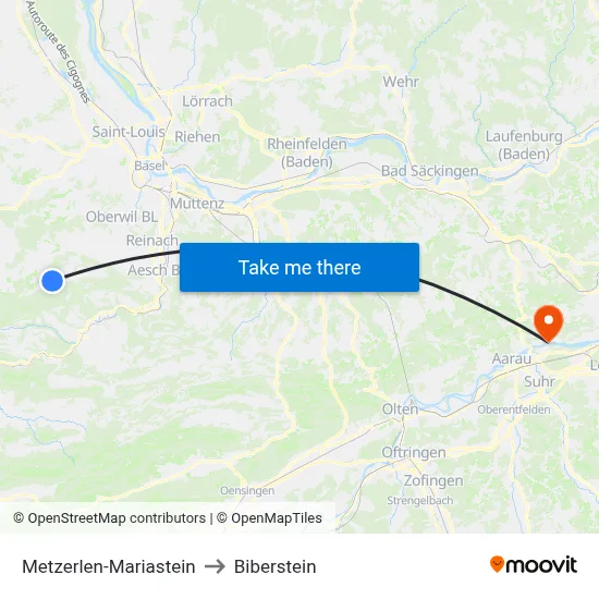 Metzerlen-Mariastein to Biberstein map