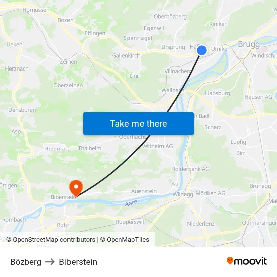 Bözberg to Biberstein map