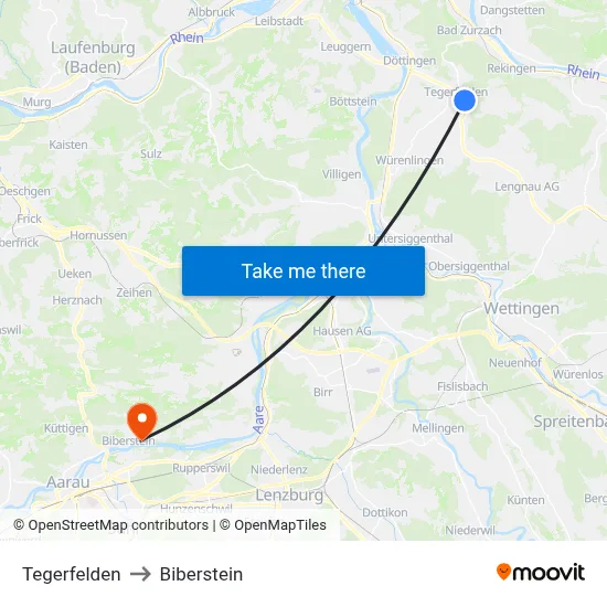 Tegerfelden to Biberstein map