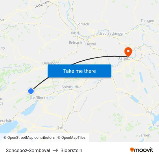 Sonceboz-Sombeval to Biberstein map