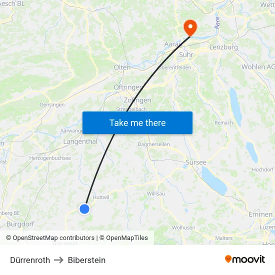 Dürrenroth to Biberstein map