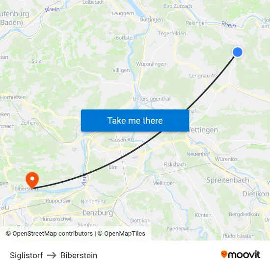 Siglistorf to Biberstein map