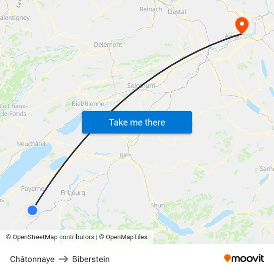Châtonnaye to Biberstein map