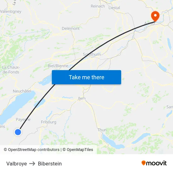 Valbroye to Biberstein map