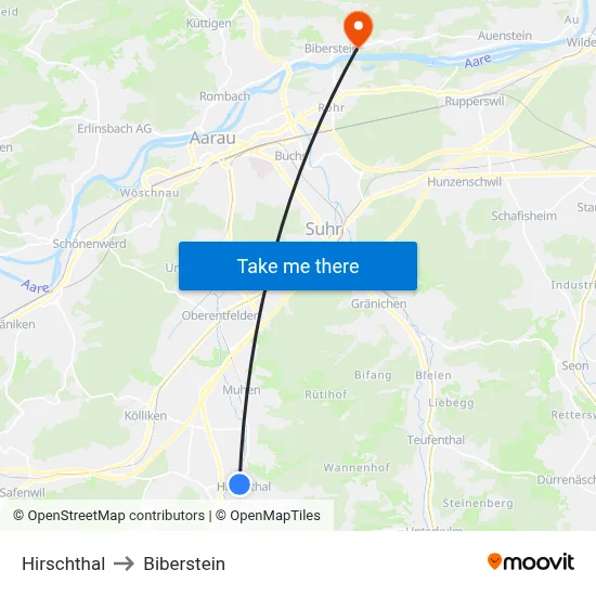 Hirschthal to Biberstein map