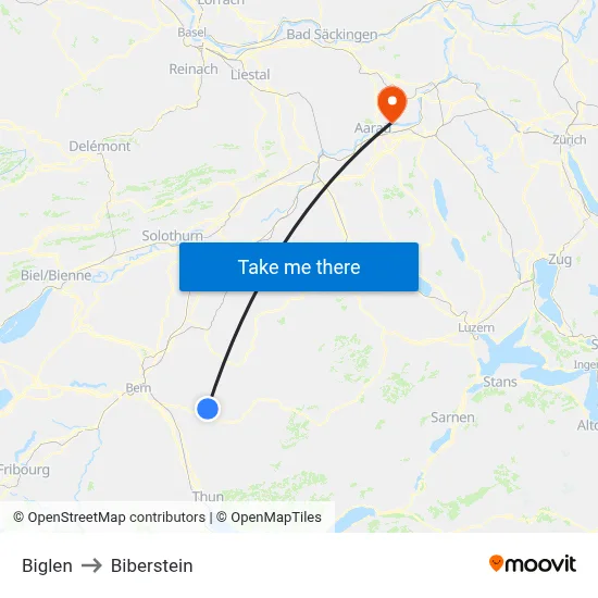 Biglen to Biberstein map