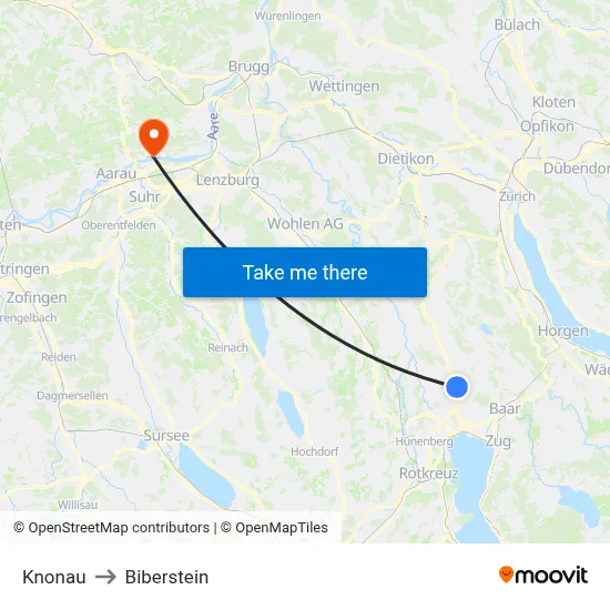 Knonau to Biberstein map