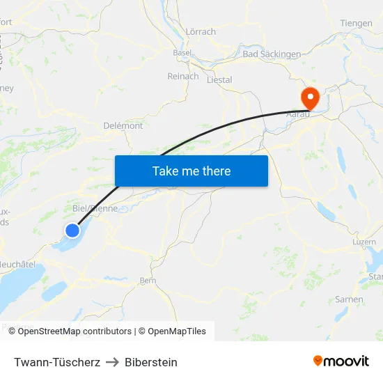 Twann-Tüscherz to Biberstein map