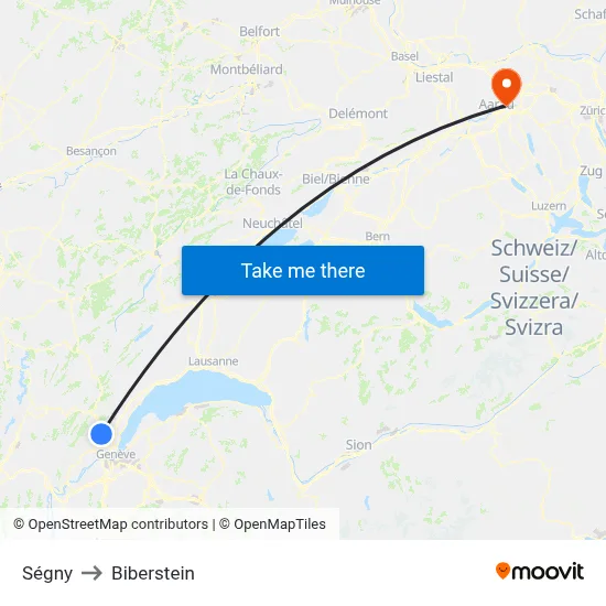 Ségny to Biberstein map