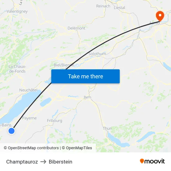 Champtauroz to Biberstein map