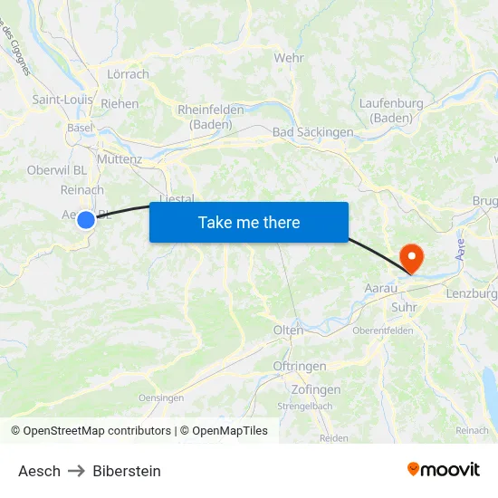 Aesch to Biberstein map