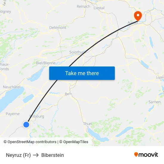 Neyruz (Fr) to Biberstein map
