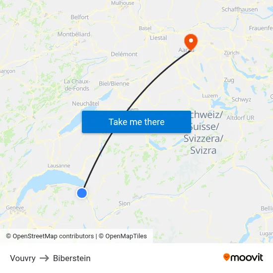 Vouvry to Biberstein map