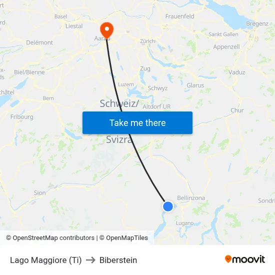 Lago Maggiore (Ti) to Biberstein map
