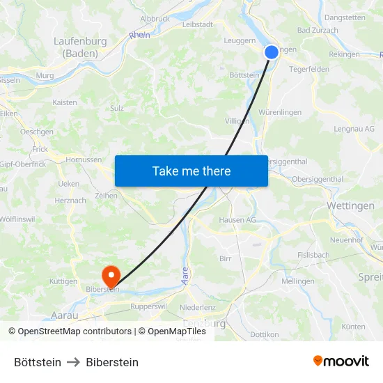 Böttstein to Biberstein map