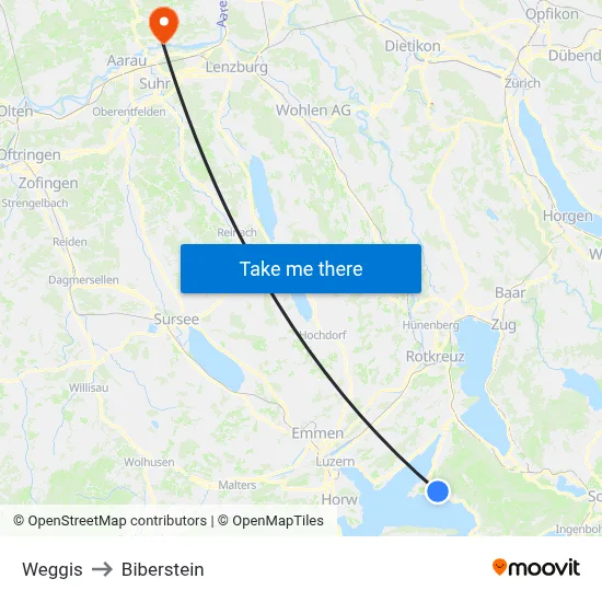 Weggis to Biberstein map