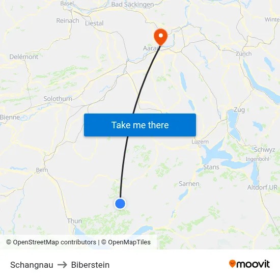 Schangnau to Biberstein map