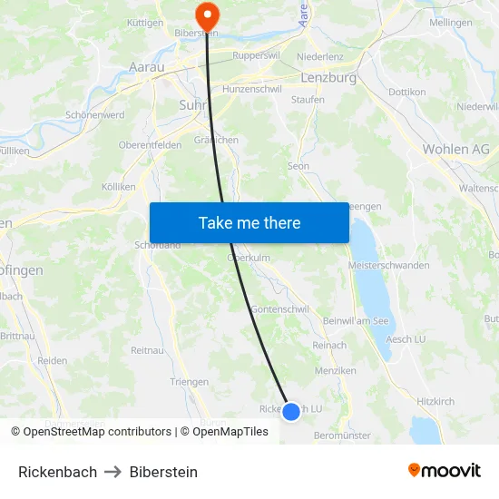 Rickenbach to Biberstein map