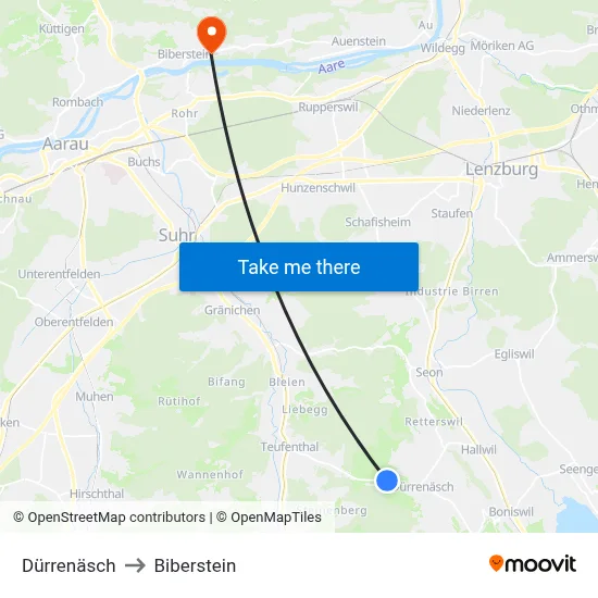 Dürrenäsch to Biberstein map