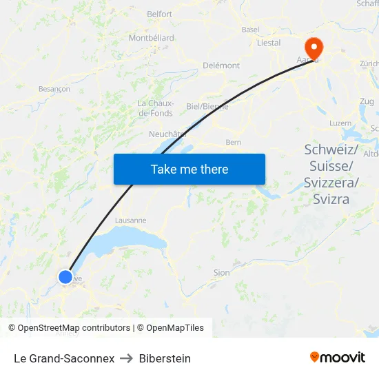 Le Grand-Saconnex to Biberstein map