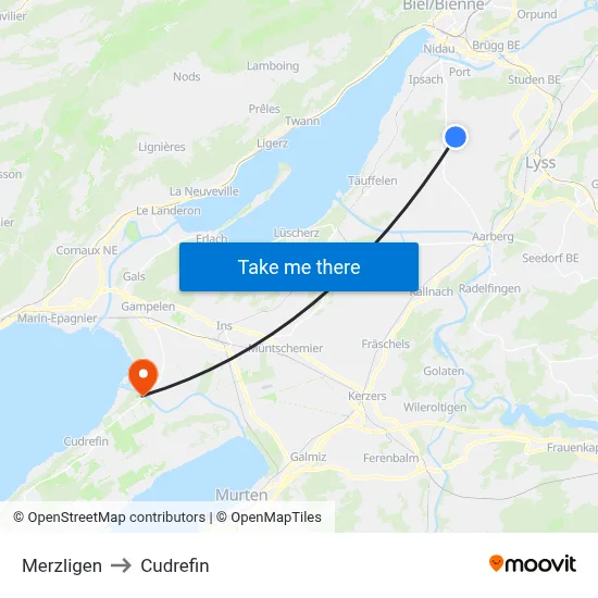 Merzligen to Cudrefin map