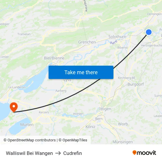 Walliswil Bei Wangen to Cudrefin map