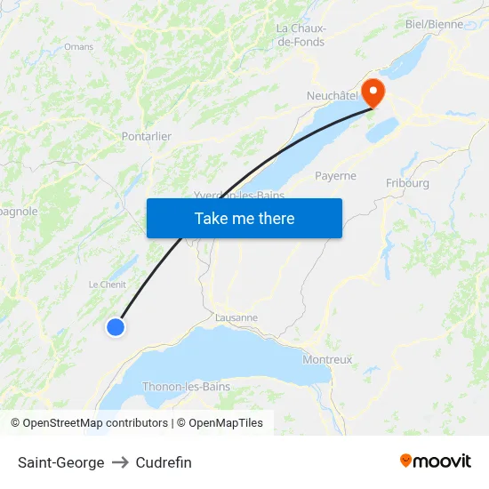 Saint-George to Cudrefin map