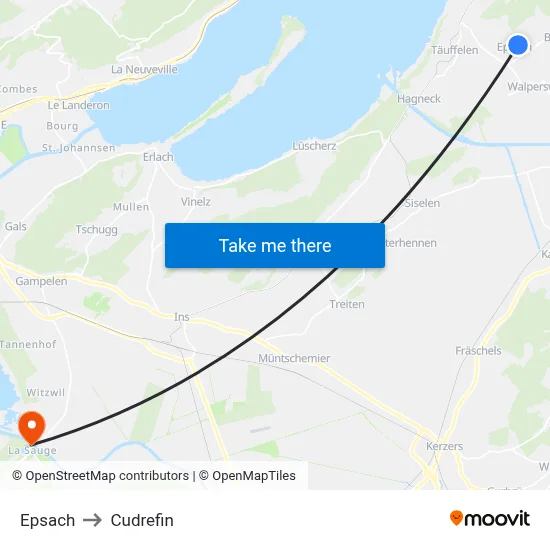 Epsach to Cudrefin map