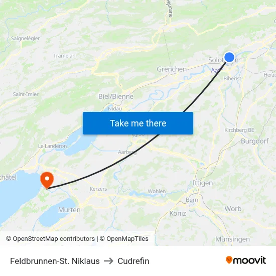 Feldbrunnen-St. Niklaus to Cudrefin map
