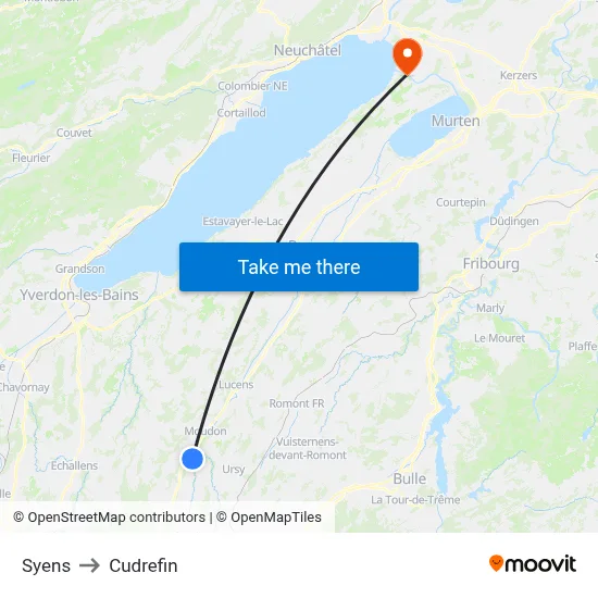 Syens to Cudrefin map