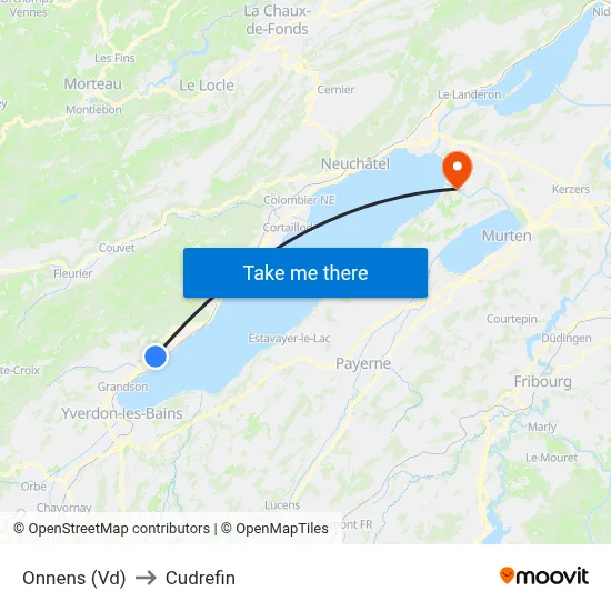 Onnens (Vd) to Cudrefin map