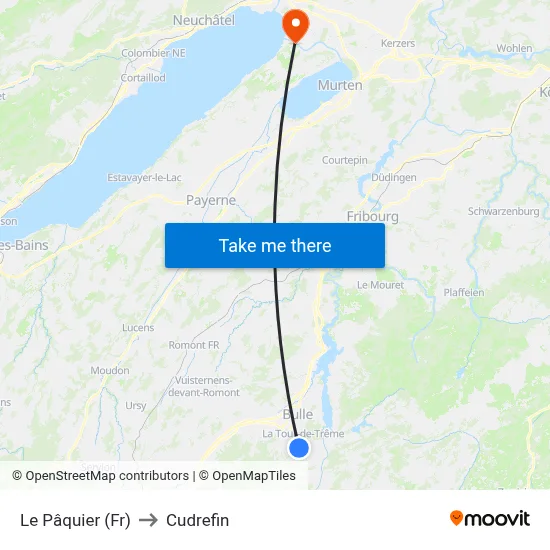 Le Pâquier (Fr) to Cudrefin map