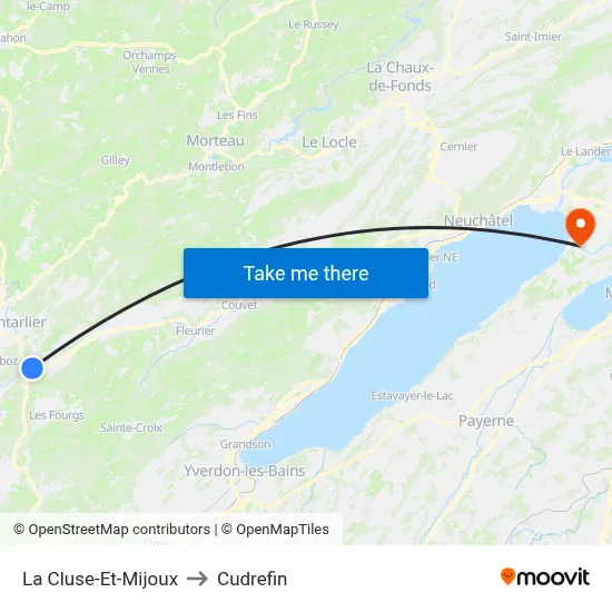 La Cluse-Et-Mijoux to Cudrefin map