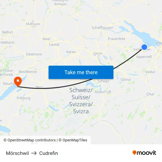 Mörschwil to Cudrefin map