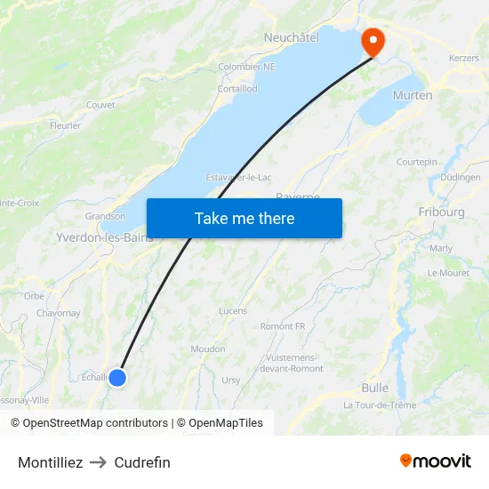 Montilliez to Cudrefin map