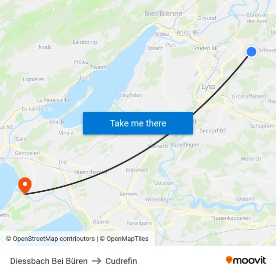 Diessbach Bei Büren to Cudrefin map