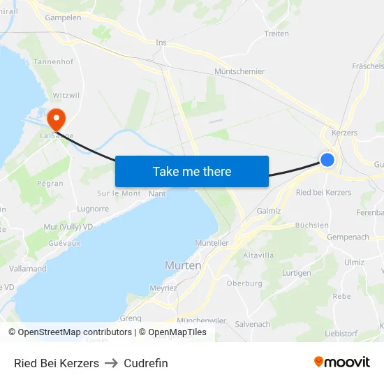 Ried Bei Kerzers to Cudrefin map