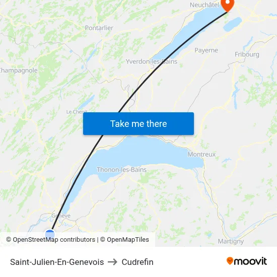 Saint-Julien-En-Genevois to Cudrefin map