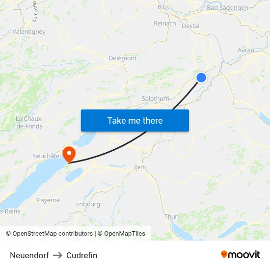 Neuendorf to Cudrefin map