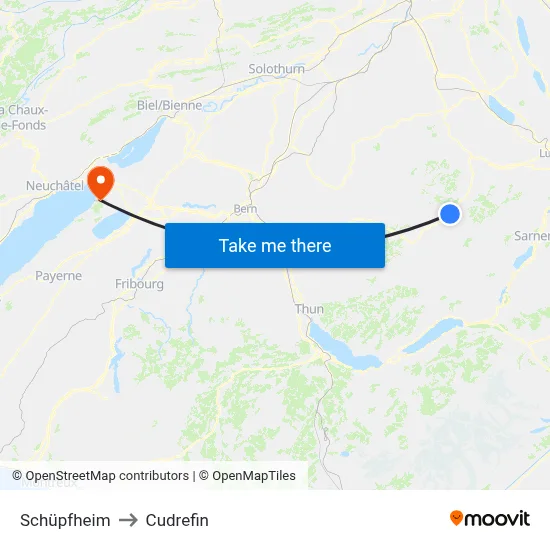 Schüpfheim to Cudrefin map