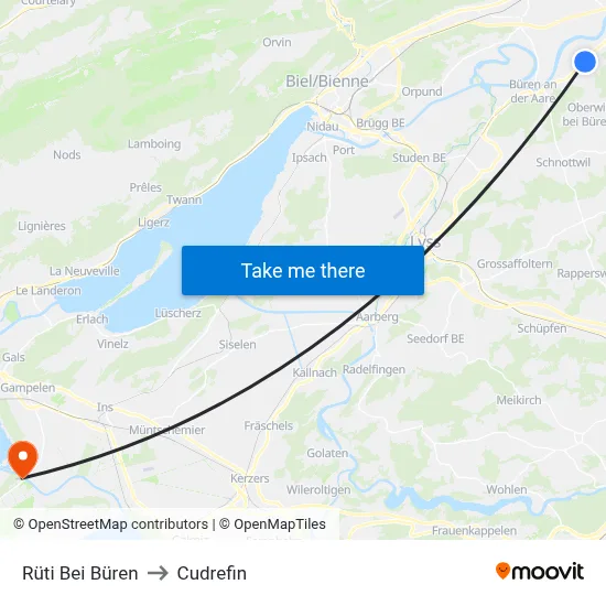 Rüti Bei Büren to Cudrefin map